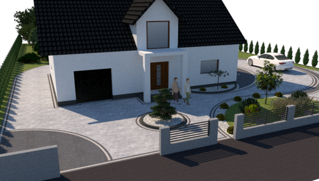 Wizualizacja 3D — układ kostki ozdobnej